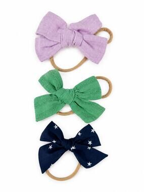 Small Shop Baby Bow Headband Set of 3 Nylon Fabric Bows